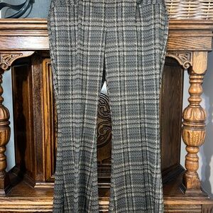 Cato Plaid Flared Dress Pants in Black, brown, and Cream pull on new!